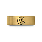 matching couple ring set – gold tungsten crescent stars pattern wedding band