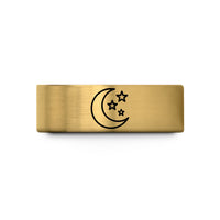 matching couple ring set – gold tungsten crescent stars pattern wedding band