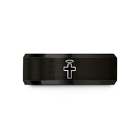 tungsten band for couples – black tungsten cross halo wedding band