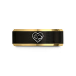 matching tungsten wedding bands – black & gold tungsten golden retriever heart wedding band