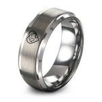 silver tungsten golden retriever heart ring