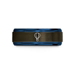 engraved tungsten bands – gunmetal & blue tungsten hot air balloon wedding band