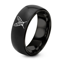 Wedding Rings for Him – black tungsten feather pair crossing ring