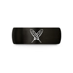 engraved tungsten rings men – black tungsten feather pair crossing wedding band