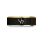 black tungsten wedding ring – black & gold tungsten violin wings wedding band