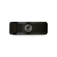 best men's wedding bands – black tungsten yinyang dragons wedding band