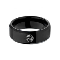 comfortable men's tungsten ring – black tungsten yinyang dragons wedding band