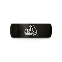 modern wedding band styles – black & rose gold tungsten birds branch wedding band