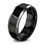 unique men's wedding ring – black & silver tungsten clarinet ring