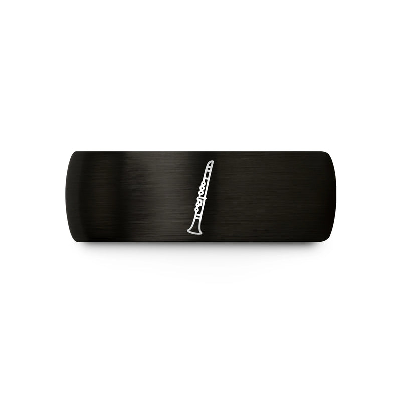 Clarinet – Tungsten Wedding Band, 8 mm, Black Comfort-Fit Unisex