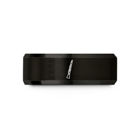 engraved men's wedding ring – black tungsten clarinet wedding band
