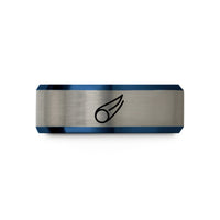 comfort fit rings him – blue & silver tungsten comet wedding band
