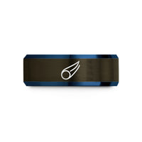 men's tungsten wedding band – gunmetal & blue tungsten comet wedding band