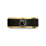 tungsten men's comfort ring – black & gold tungsten fl wedding band