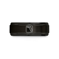 unique men's wedding ring – black & rose gold tungsten fl wedding band