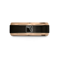 engraved rings for him – black & rose gold tungsten fl wedding band