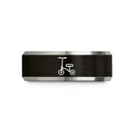 engraved tungsten band him – black & grey tungsten knee scooter wedding band
