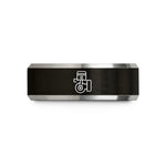 comfort fit men's ring – black & gray tungsten single cylinder engine wedding band