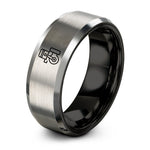 engraved rings for him – black & gray tungsten single cylinder engine ring
