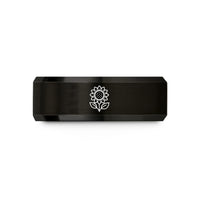 unique him wedding rings – black tungsten sunflower wedding band