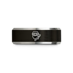 engraved wedding ring him – black & gray tungsten welder mask torch wedding band