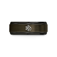 comfort fit rings her – gunmetal & black tungsten hvac snowflake flame wedding band