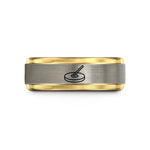 tungsten rings for couples – black & gold & gray tungsten ride cymbal drumstick wedding band