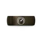 unique women's wedding rings – gunmetal & black tungsten tachometer wedding band