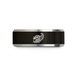his and hers rings – black & silver tungsten cornucopia wedding band