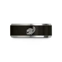 his and hers rings – black & silver tungsten cornucopia wedding band