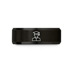 engraved his and hers rings – black tungsten graduate wedding band
