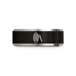 matching couple ring set – black & gray tungsten guiro scraper wedding band