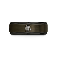 men and women rings – gunmetal & black tungsten guiro scraper wedding band