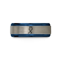 tungsten wedding bands – blue & silver tungsten virgo constellation wedding band