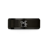 matching couples rings set – black tungsten jazz kit wedding band