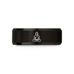 tungsten wedding bands – black tungsten meditating buddha silhouette wedding band