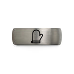 matching wedding bands – black & gray tungsten oven mitt wedding band