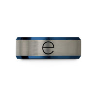 engraved rings for couples – blue & gray tungsten e eulers number wedding band