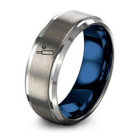 Wedding Rings Sets His And Hers – blue & gray tungsten cricket bat ball ring