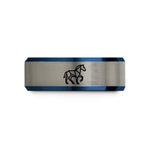 matching couple rings set – black & blue & gray tungsten horse wedding band