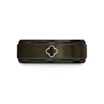 tungsten bands for couples – gunmetal & black tungsten quatrefoil wedding band