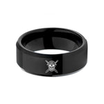 tungsten bands for couples – black tungsten skull crossed swords wedding band