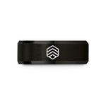 comfort fit wedding band – black tungsten chevron warning stripes wedding band