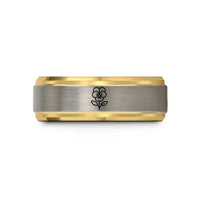 unique wedding rings him – gold & gray tungsten february violet wedding band