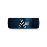 custom engraved tungsten band – blue tungsten lambda sign wedding band