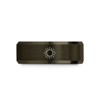 tungsten carbide him rings – gunmetal & rose gold tungsten sun sigil wedding band