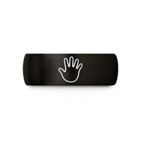 comfort fit wedding band – black & gold tungsten baby handprint wedding band