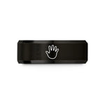 comfort fit wedding band – black tungsten baby handprint wedding band