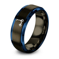 gunmetal & blue tungsten electric scooter ring