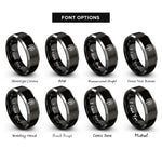 font options for inside engraving on black & grey weeping willow rings